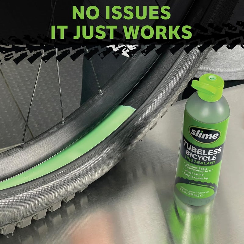 Slime 10216 Tubeless Bicycle Puncture Repair Tire Sealant, Prevent and Repair, Suitable for tubeless Bikes, Non-Toxic, Eco-Friendly, 8oz Bottle - Image 3